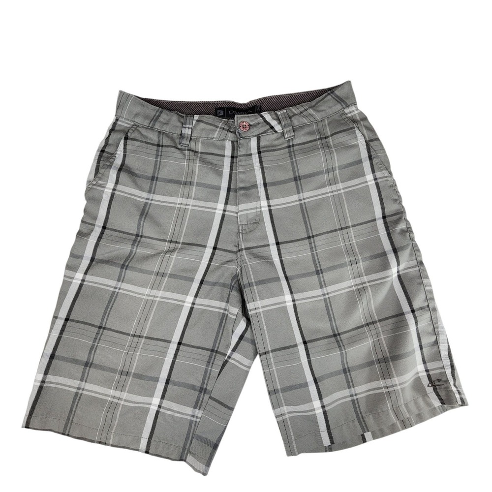 ONeill Shorts sz 34 Men‎ Warren Bermuda Plaid Gray 11" Flat Front Preppy Golf